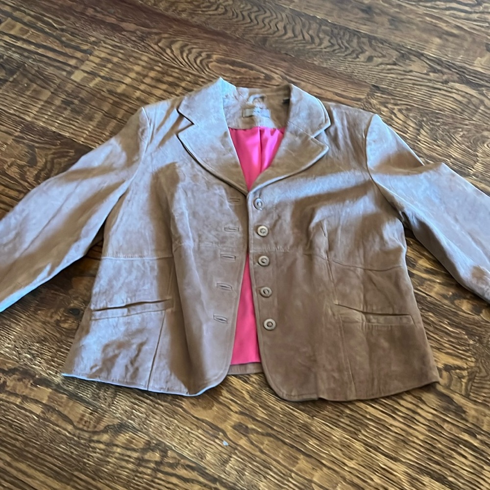 Tan Leather Suit Jacket - image 1